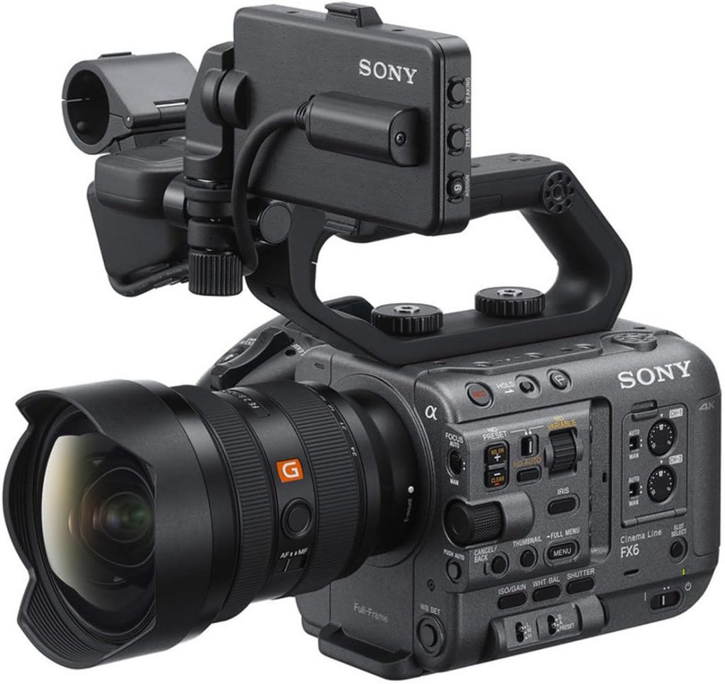 Sony FX6 full-frame cinema camera on set, considered one of the best used cinema cameras for budget filmmakers.