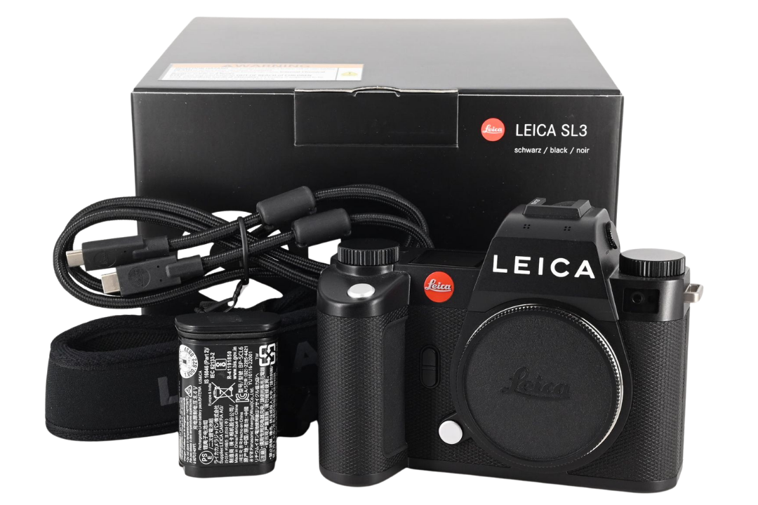 Leica SL3 mirrorless camera body with original box, battery, USB-C cable, and strap — What Your Go-To Camera Brand Says About You
